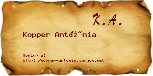 Kopper Antónia névjegykártya